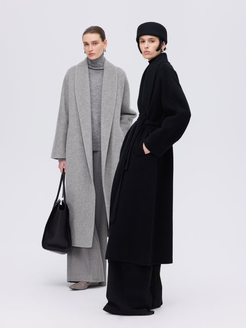 Wool–Camel Wrap Coat